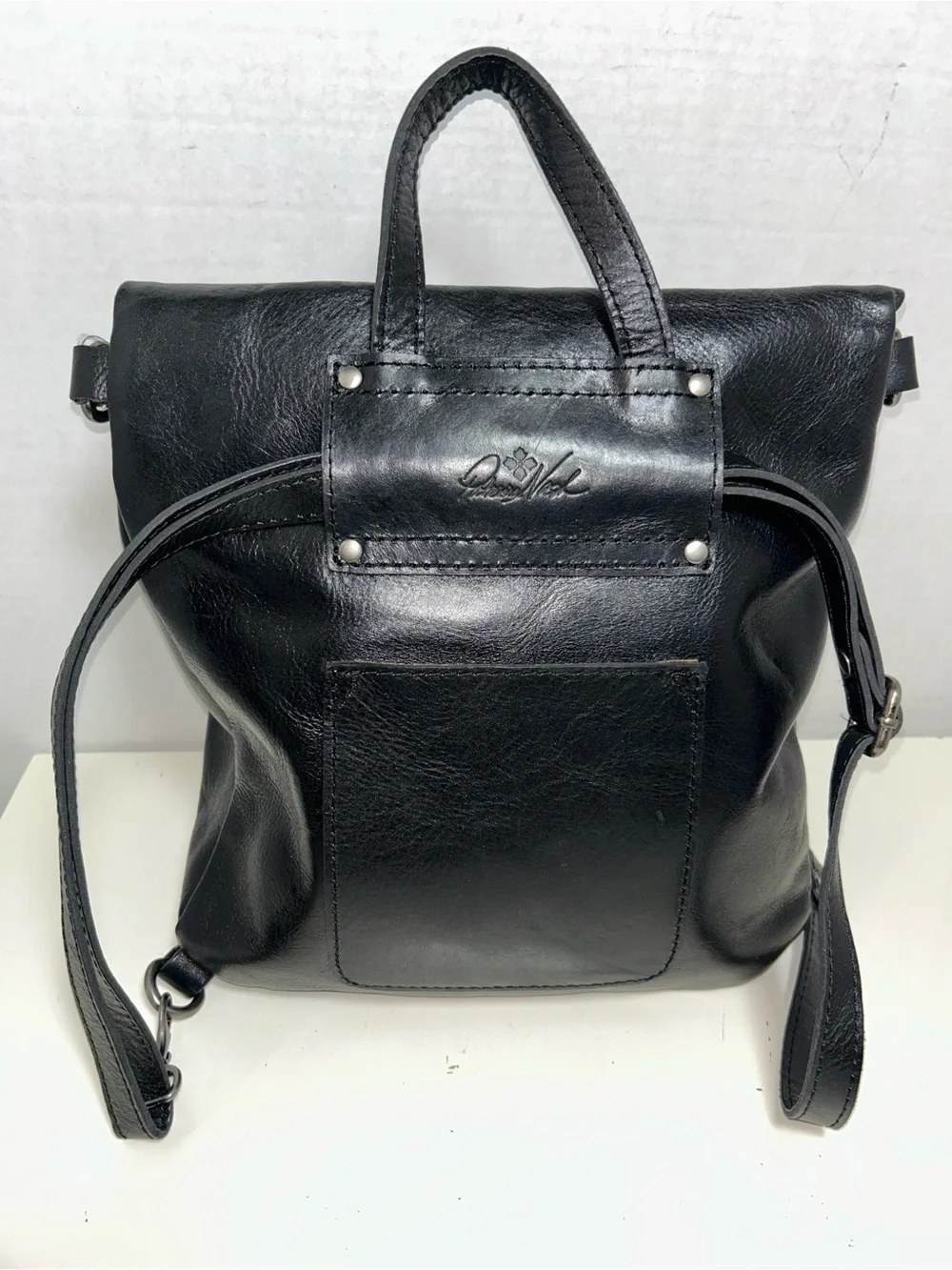 Patricia Nash Luzille Convertible Black Leather Backpack Crossbody Shoulder Bag
